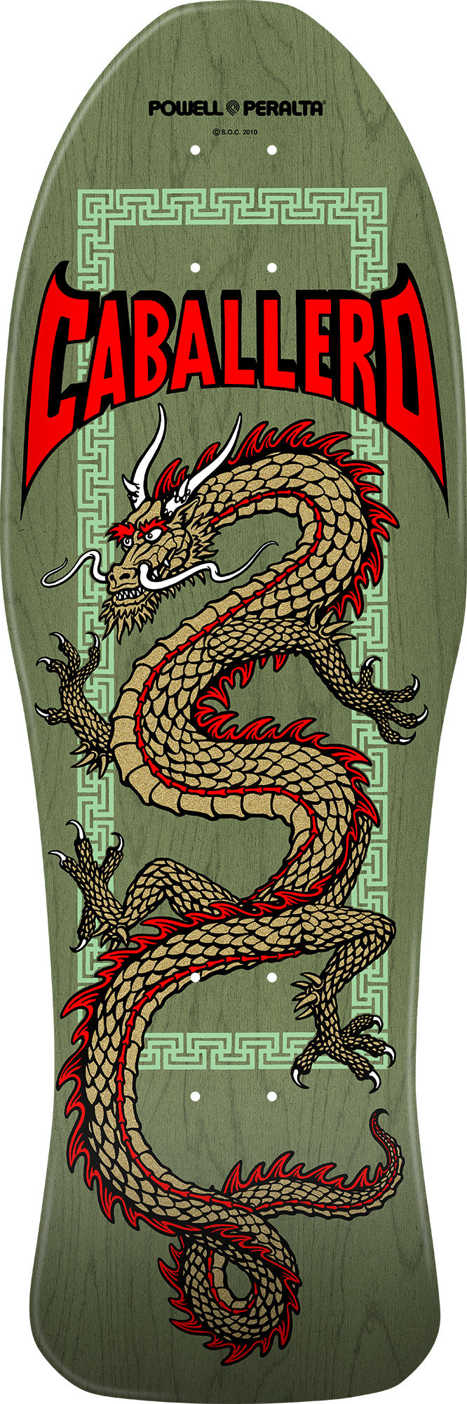 SALE - Powell Peralta Steve Caballero Chinese Dragon Reissue Skateboard Deck Sage Green - 10 x 30