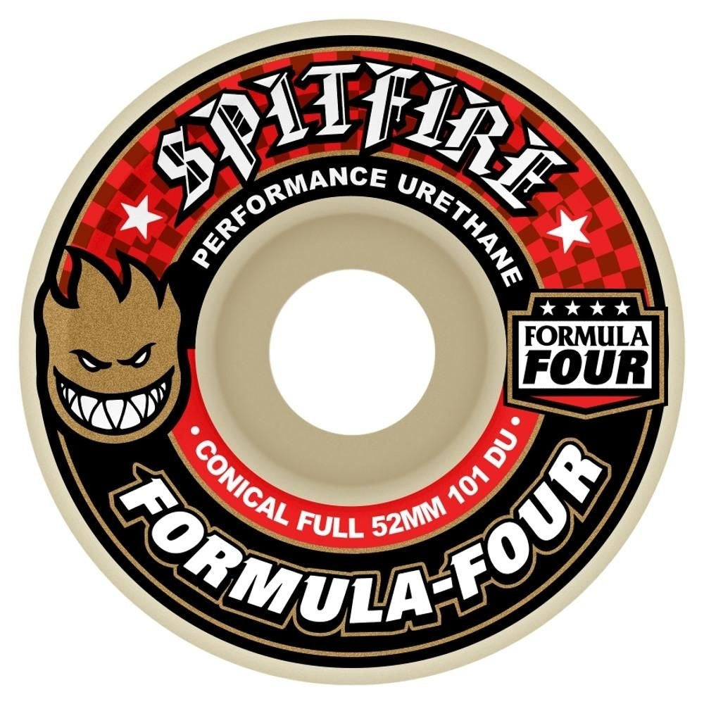 Spitfire Formula Four Conical Red & White 101a Skateboard Wheels 52mm - 56mm