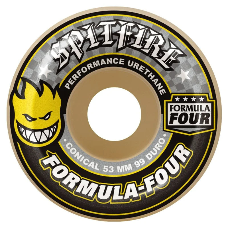 SALE - Spitfire Formula Four Conical White/Yellow 99D Skateboard Wheels